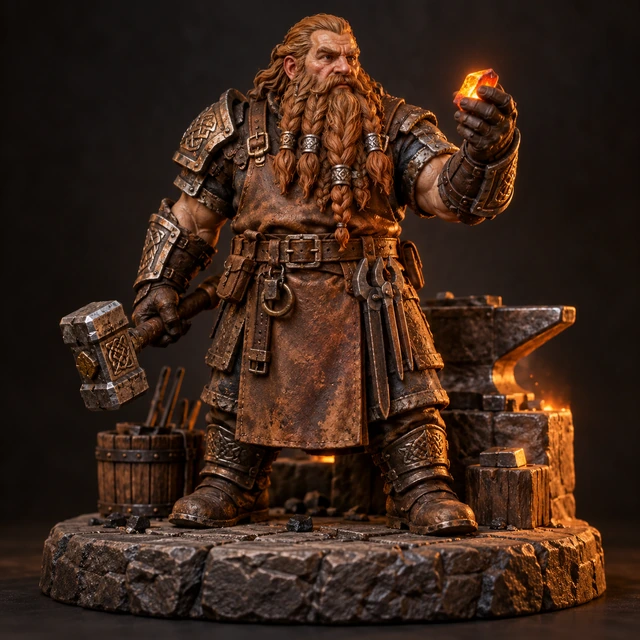 Figura colecionável ilustrativa: artesão anão